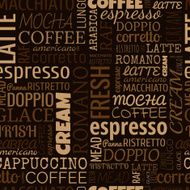 Coffee words tags Seamless pattern