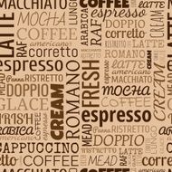 Coffee words tags Seamless pattern N2