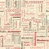 Bakery words tags Seamless pattern N2