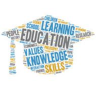 Education Word Clouds - Isolated Mortarboard N2