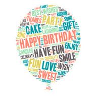 Word Cloud - Happy Birthday Celebration Balloon