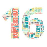 Word Cloud - Happy Birthday Celebration Sixteen
