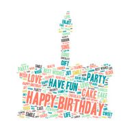 Word Cloud - Happy Birthday Celebration Cake