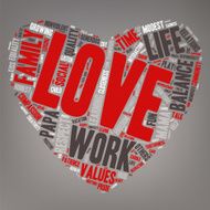 Word Cloud - Family Values Love Heart Shape N3