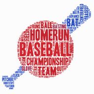 Word Cloud - Baseball Championship Ball and Bat