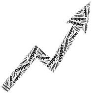 Copper commodity price growth Word cloud illustration