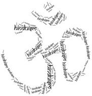 Symbol of Hinduism religion Word cloud illustration N2