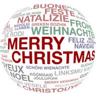 International Merry Christmas - Word Cloud Text