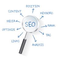 SEO Concept Drawing design on white background blue version vector