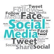 Text cloud Social media wordcloud Tag concept Vector illustra