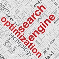 Search engine optimization concept in word tag cloud vector illustration