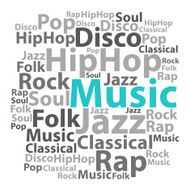 Text cloud Music wordcloud Tag concept Vector illustration N2