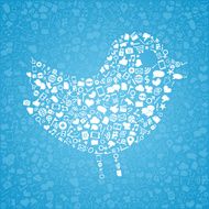 Social media icons arranged in the shape of bird