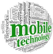 Mobile technology concept in word tag cloud