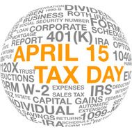 Tax Day April 15 - Word Cloud Text Sphere
