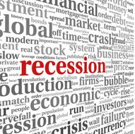 Recession concept on white