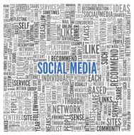 Social media concept in word tag cloud on white background N2