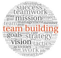 Team building concept in word tag cloud N3