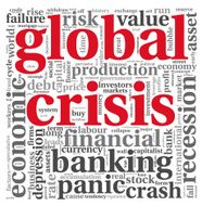 Global crisis concept on white