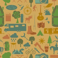 Camping outdoors hiking seamless Pattern N4