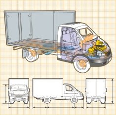 delivery cargo truck infographics cutaway