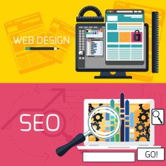 SEO optimization and web design banners