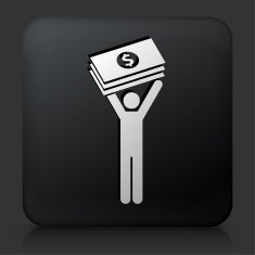 Black Square Button with Holding Big Bucks Icon N2