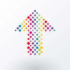 arrow made ââup of small colorful polka dots