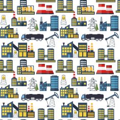 Plants and factories vector seamless pattern background N2