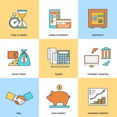 Modern financial line icons