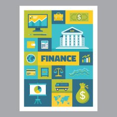 Finance - mosaic poster with icons in flat design style N2