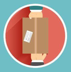 Flat delivery box and two hand N2