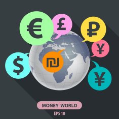 Currencies of different countries in the style flat N5