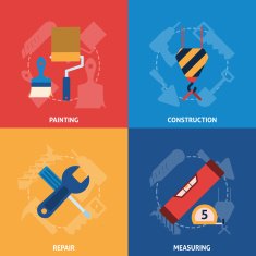 Home repair tools icons composition