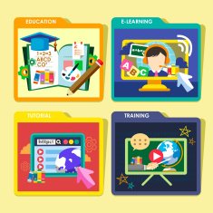 education concepts icons set in flat design N2