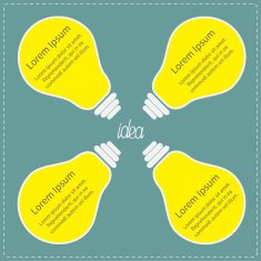 Four big yellow light bulb Idea concept Business infographic