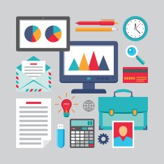 Flat Design - Business Vector Icons for different creative works N2