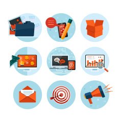 Business office and marketing items icons N40
