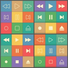 Icons buttons for flat UI player N2