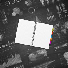 Blank Notebook on Infographic Blackboard - Chalkboard