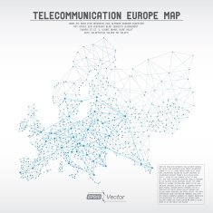 Abstract telecommunication Europe map concept with circles and lines N2