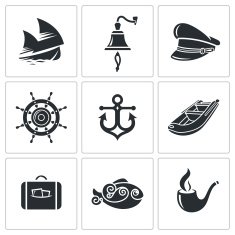 Sea Tourism Vector Icons Set