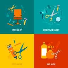 Barber shop flat icons composition