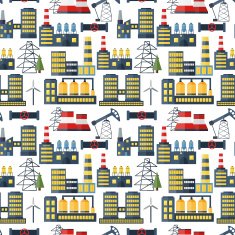 Plants and factories vector seamless pattern background N3