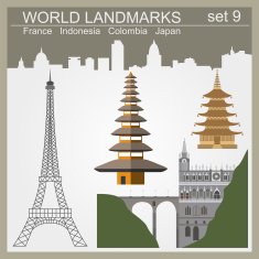 World landmarks icon set Elements for creating infographics N7