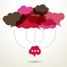 Connected cloud speech bubbles