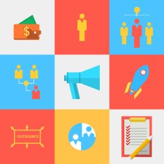 Flat icons for outsource team
