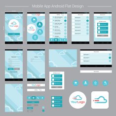 Mobile Android Flat Interface with Icons