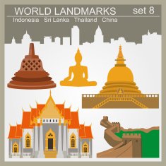 World landmarks icon set Elements for creating infographics N8