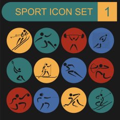 Sport icon set Flat style N5